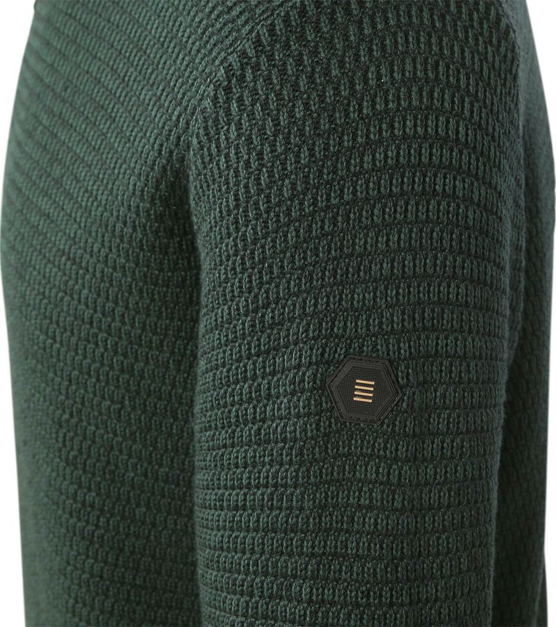 No Excess Half Zip Trui Structuur Melange Donkergroen