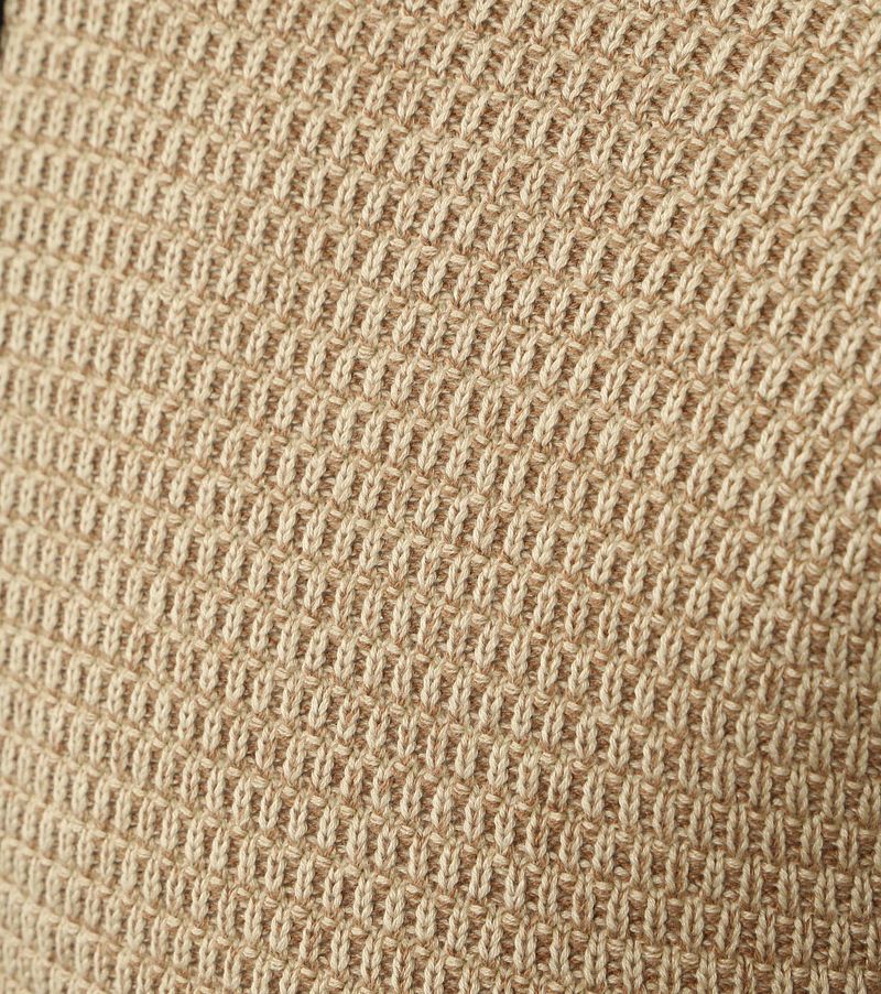 No Excess Half Zip Trui Structuur Melange Beige