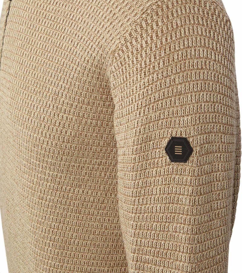 No Excess Half Zip Trui Structuur Melange Beige