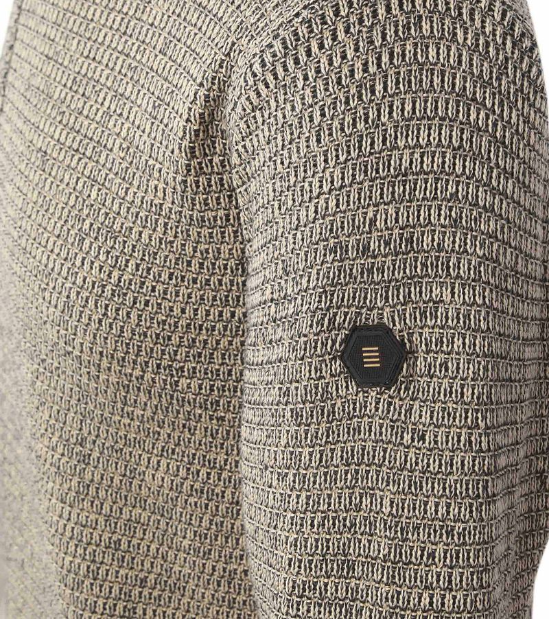 No Excess Half Zip Trui Structuur Melange Stone