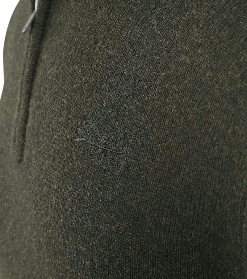 Superdry Essential Half Zip Wolmix Pullover Donkergroen