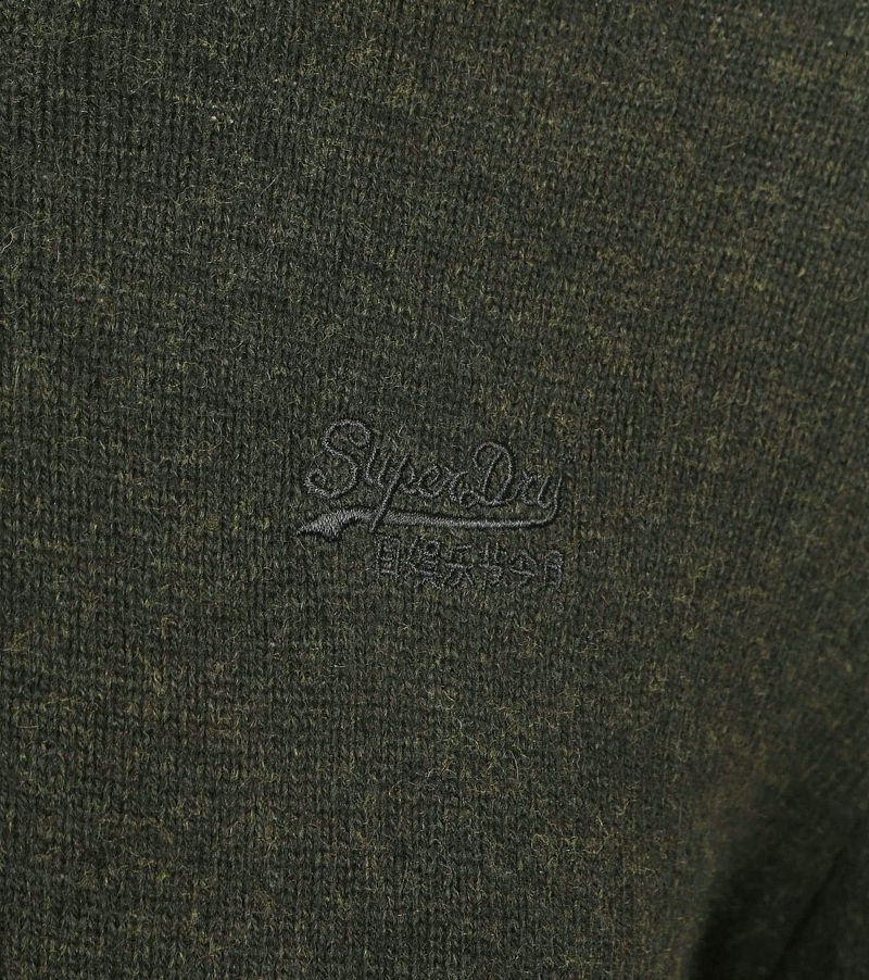 Superdry Essential Half Zip Wolmix Pullover Donkergroen