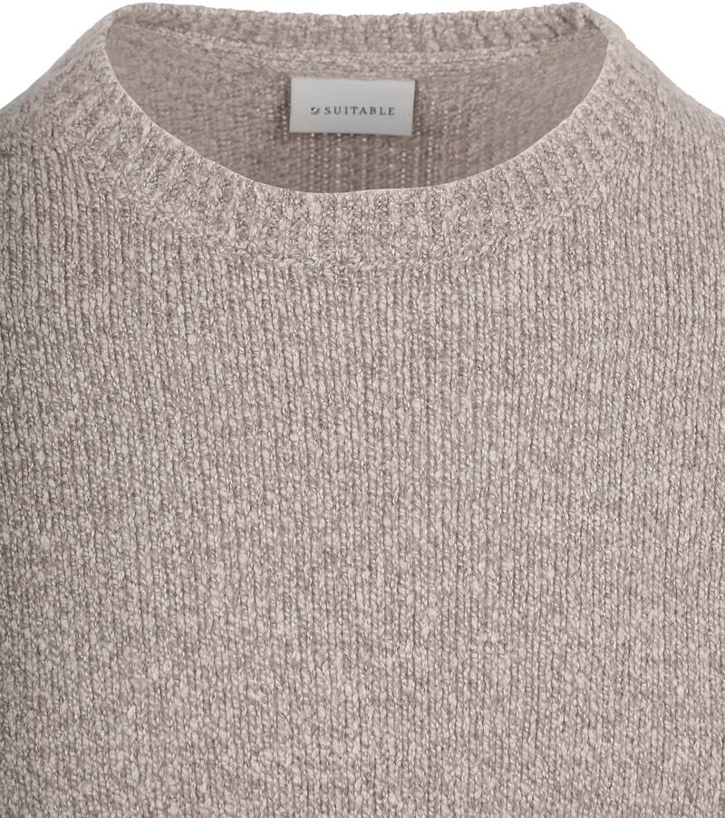 Suitable Pullover Boiled Wool Taupe