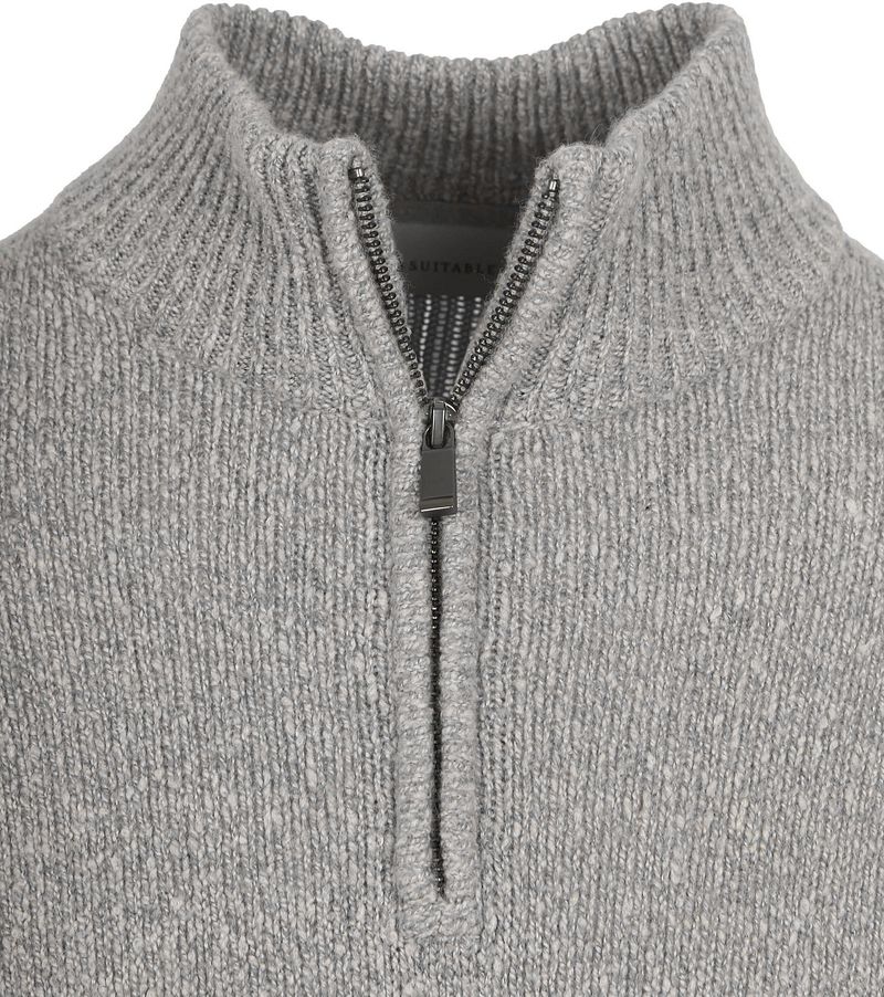 Suitable Half Zip Pullover Boiled Wool Grijs