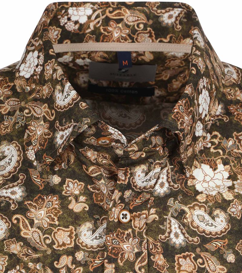 Suitable Overhemd Paisley Groen Beige