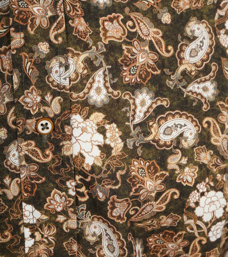 Suitable Overhemd Paisley Groen Beige