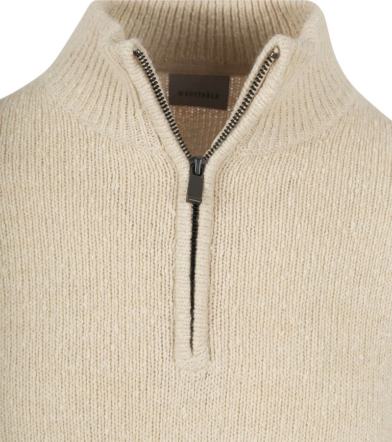 Suitable Half Zip Pullover Boiled Wool Ecru
