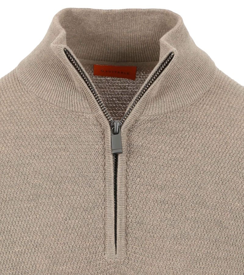 Suitable Structure Half Zip Pullover Taupe - Größe L günstig online kaufen