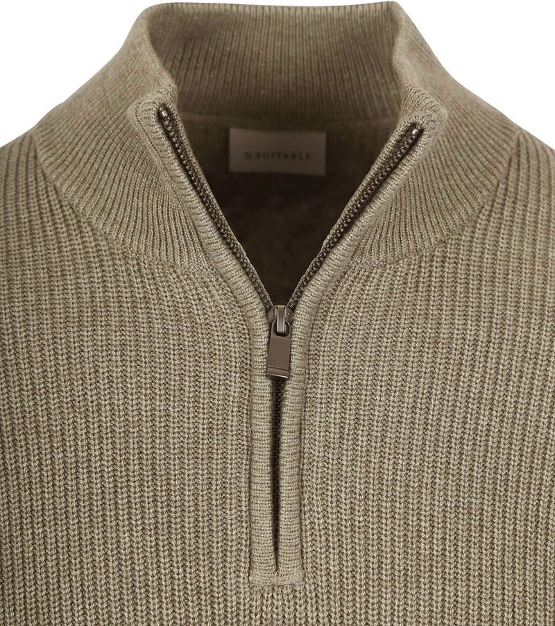 Suitable Half Zip Wool Blend Pullover Taupe - Größe L günstig online kaufen