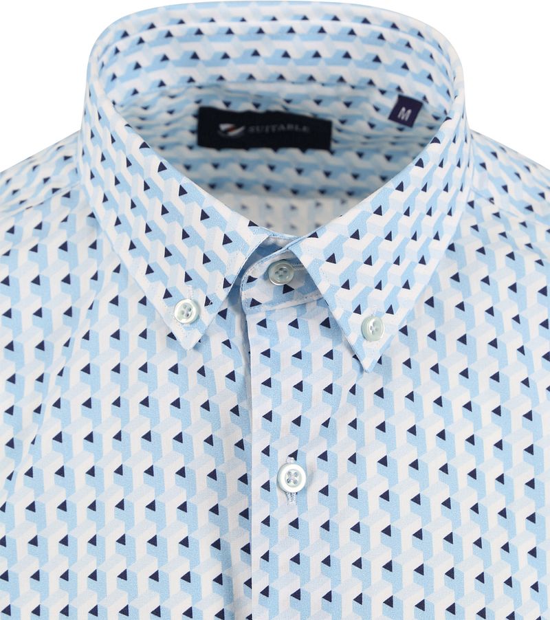Suitable Short Sleeve Hemd Druck Blau - Größe L günstig online kaufen