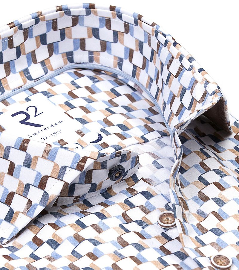 R2 Poplin Extra Long Sleeves Hemd Druck Multicolor - Größe 42 günstig online kaufen