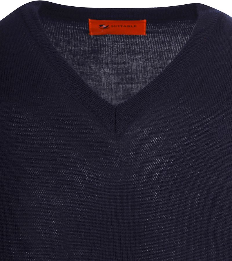Geschikte trui V-hals Wol Donkerblauw - Größe XXL günstig online kaufen