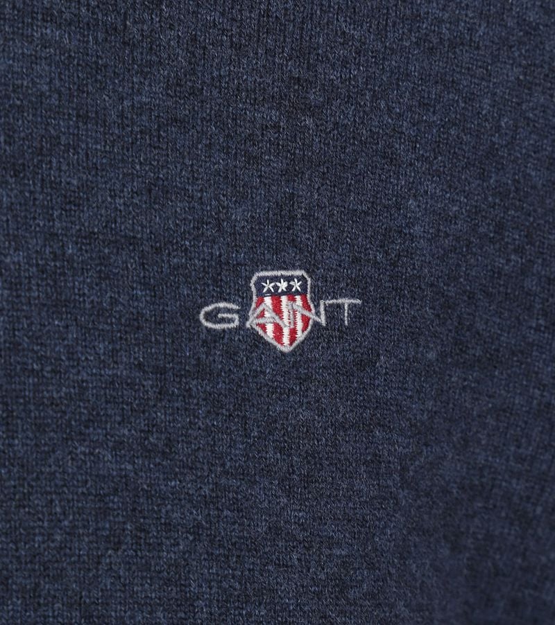 Gant Halfzip-Wollpullover Melange Blau - Größe L günstig online kaufen