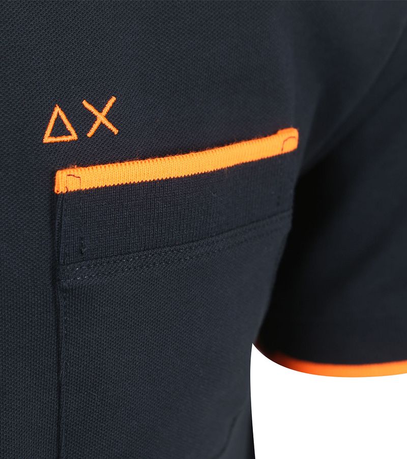 Sun68 Piqué T-Shirt Fluo Stripe Navy - Größe L günstig online kaufen
