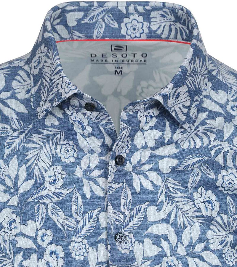 Desoto Overhemd Denim Bloem Blauw