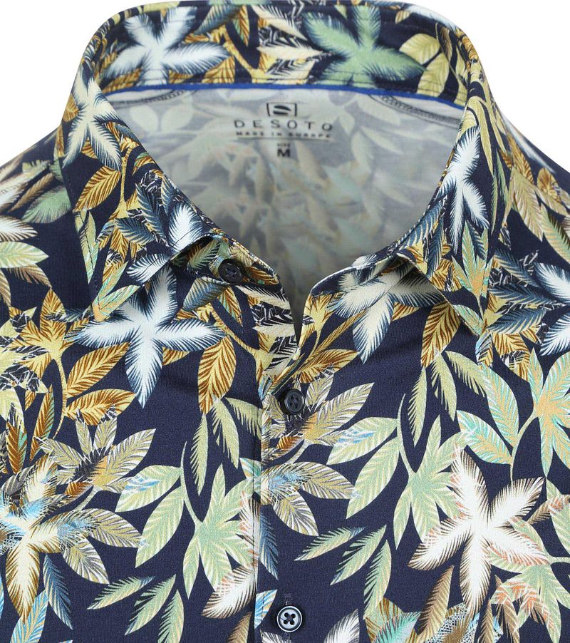 Desoto Short Sleeve Jersey Overhemd Botanic Print Navy