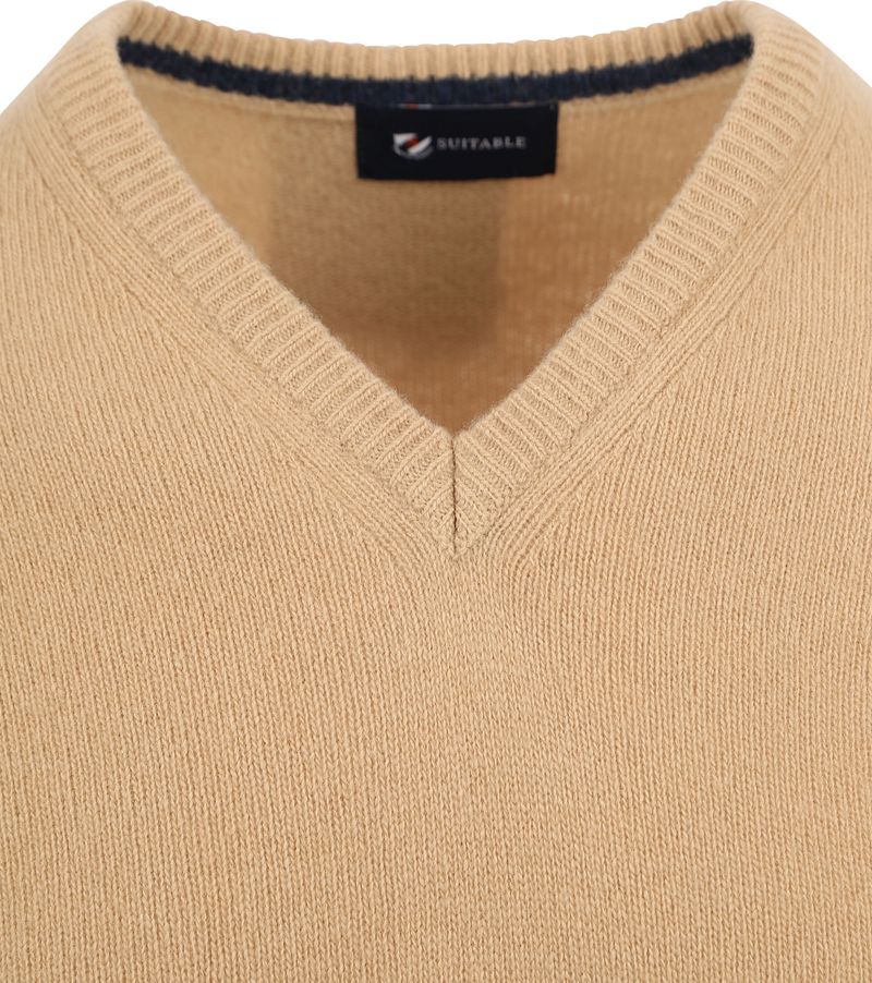 Suitable Pullover Wolle V-Neck Beige - Größe 3XL günstig online kaufen