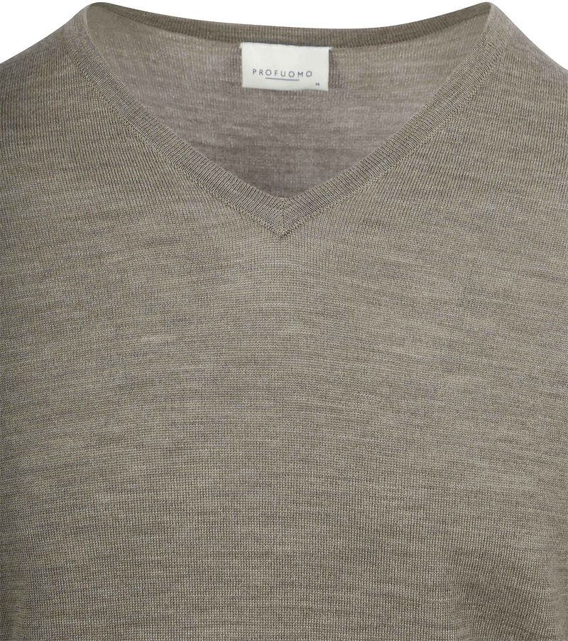 Profuomo Pullover V-Neck Merinowolle Grün - Größe M günstig online kaufen