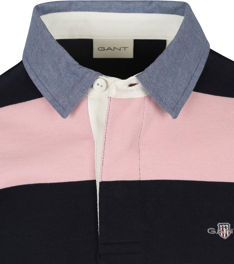 Gant Heavy Rugger Shield Polo Streep Navy Roze