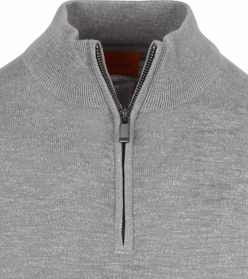 Suitable Slub Yarn Half Zip Pullover Grau - Größe 3XL günstig online kaufen