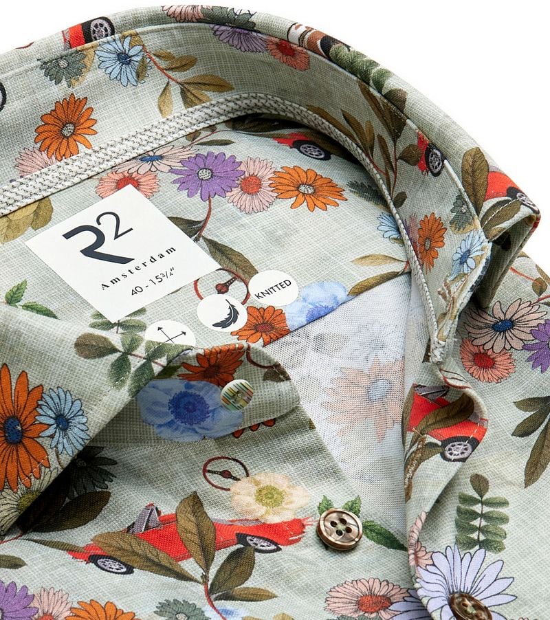 R2 Japanese Knitted Hemd Druck Grün - Größe 46 günstig online kaufen