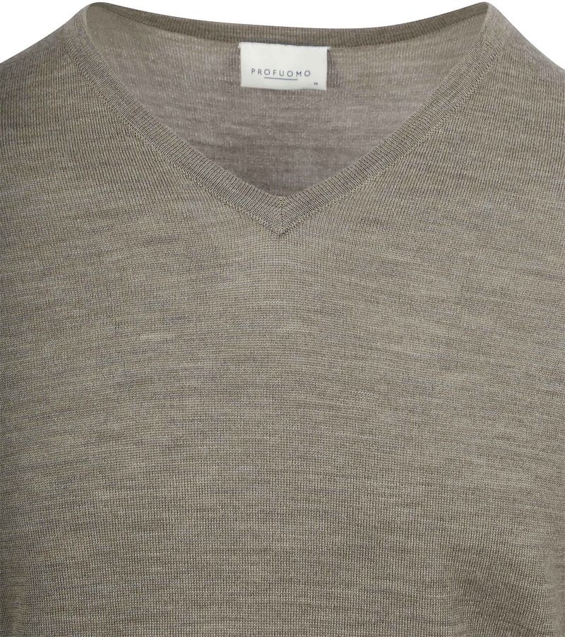 Profuomo Pullover V-Neck Merinowolle Grün - Größe S günstig online kaufen