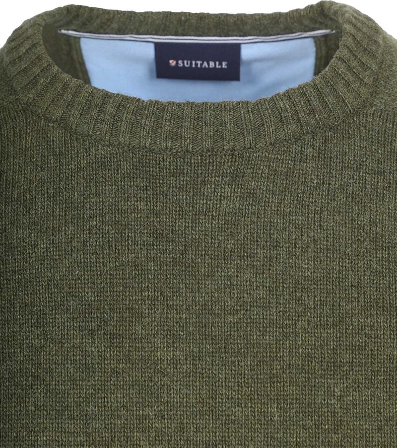 Suitable Lammwolle Pullover Rundhals Olivgrün - Größe 3XL günstig online kaufen