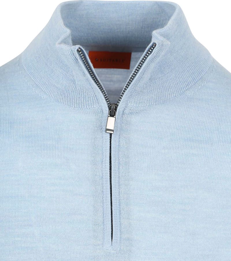 Suitable Merino Half Zip Pullover Hellblau - Größe L günstig online kaufen