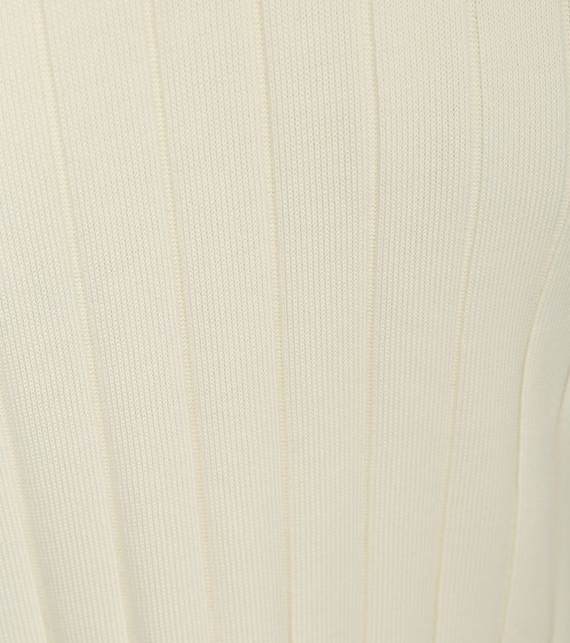 Marc O'Polo Knitted Poloshirt Ribstructuur Off White