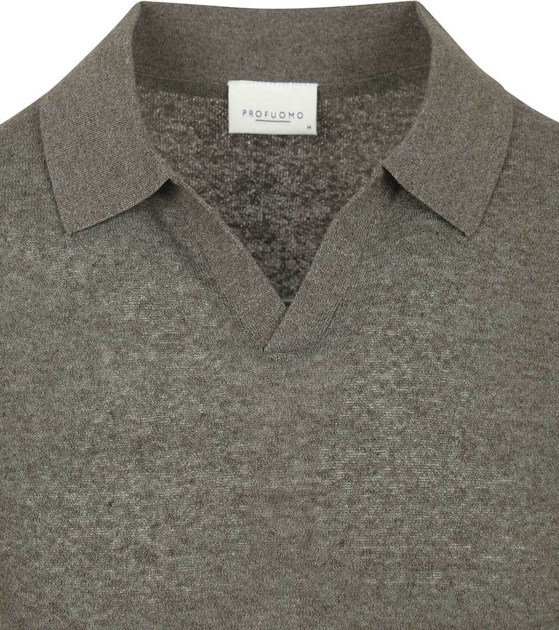 Profuomo Poloshirt Linen Blend Olijfgroen