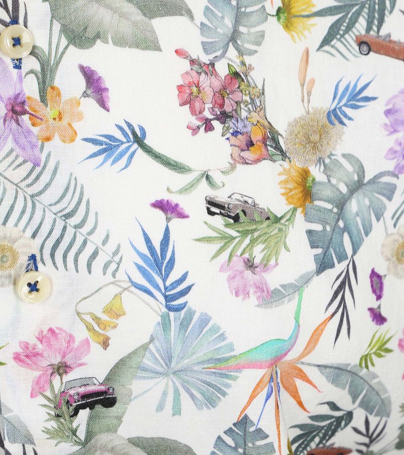 R2 Amsterdam R2 Shirt Linen Cotton Flower Print Multicolour