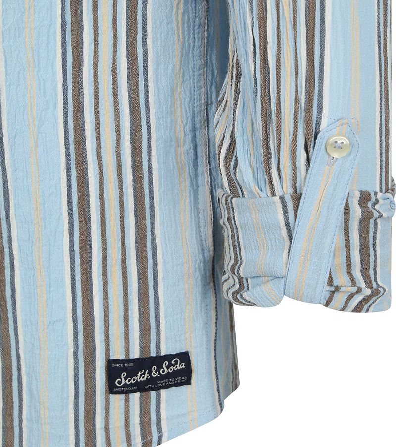 Scotch and Soda Overhemd Crinkled Stripe Lichtblauw