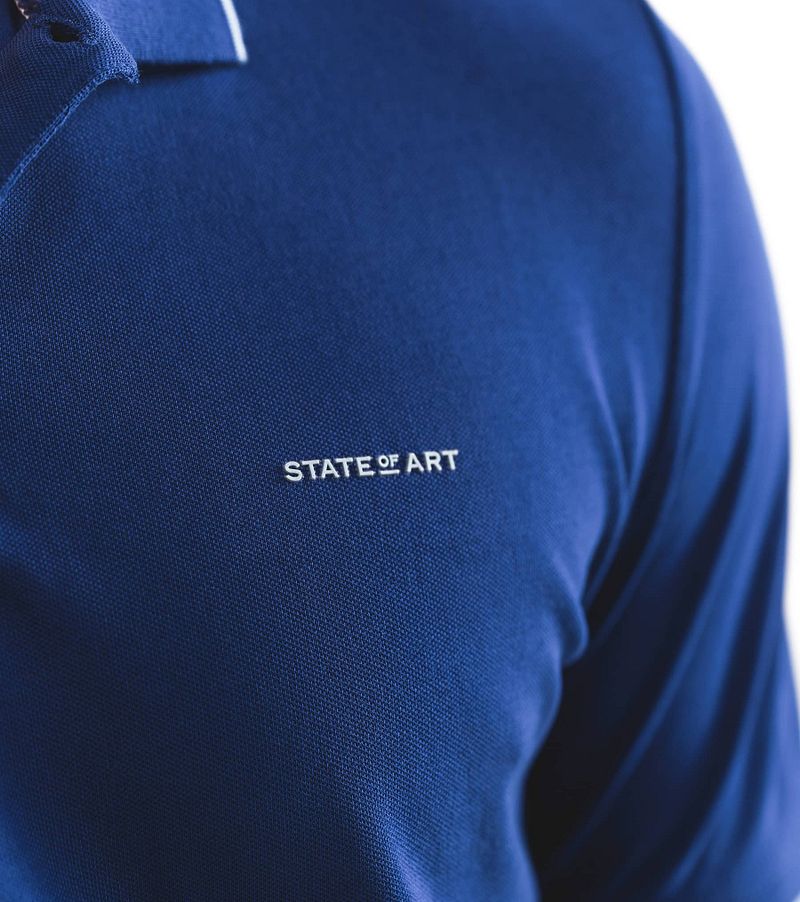 State of Art Poloshirt Piqué Kobaltblauw