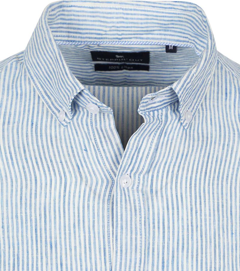 Steppin' Out Overhemd Linnen Streep Lichtblauw
