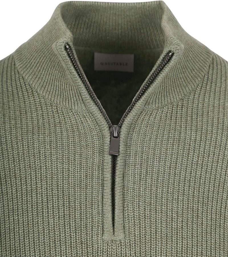 Suitable Half Zip Wool Blend Pullover Grün - Größe XXL günstig online kaufen