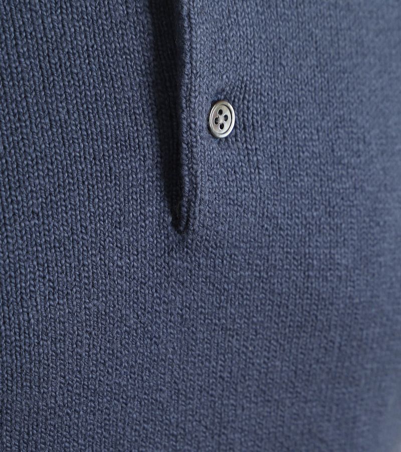 Suitable Heavy Knitted Polo Raw Denim Blauw