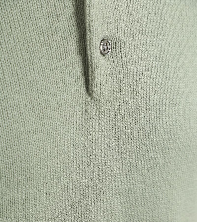 Suitable Heavy Knitted Polo Raw Lichtgroen