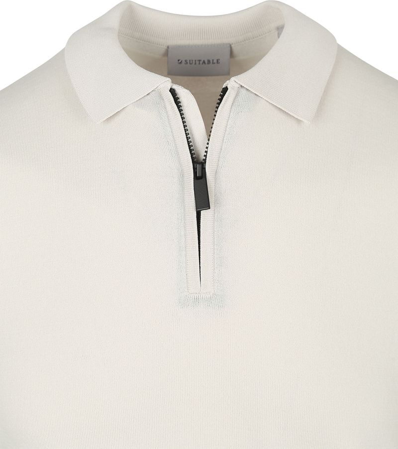Suitable Knitted Half Zip Poloshirt Beige - Größe XXL günstig online kaufen