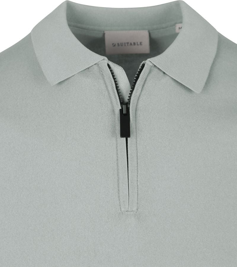 Suitable Knitted Half Zip Poloshirt Dusty Grey - Größe M günstig online kaufen