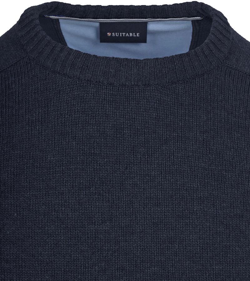 Suitable Lamswol Trui Ronde Hals Navy