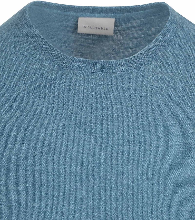 Suitable Piqué T-shirt Linnen Blauw