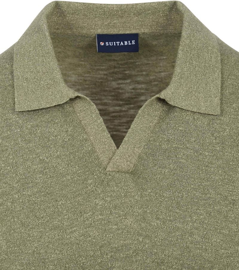 Suitable Poloshirt Riva Leinen Grün - Größe M günstig online kaufen