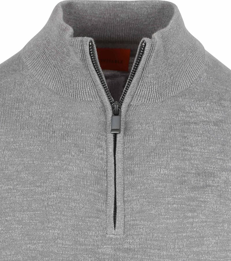 Suitable Slub Yarn Half Zip Pullover Grau - Größe 3XL günstig online kaufen