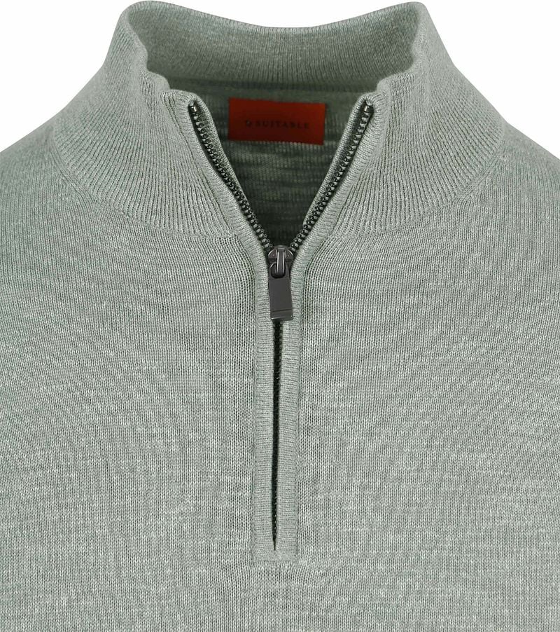 Suitable Slub Yarn Half Zip Pullover Grün - Größe XXL günstig online kaufen