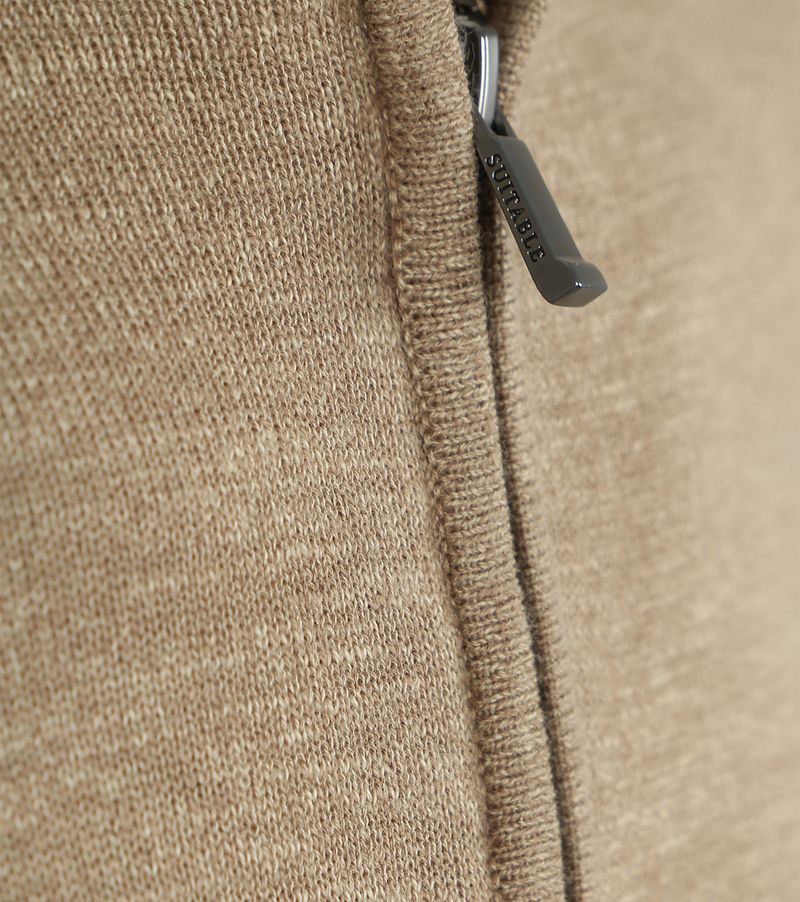 Suitable Slub Yarn Half Zip Trui Beige