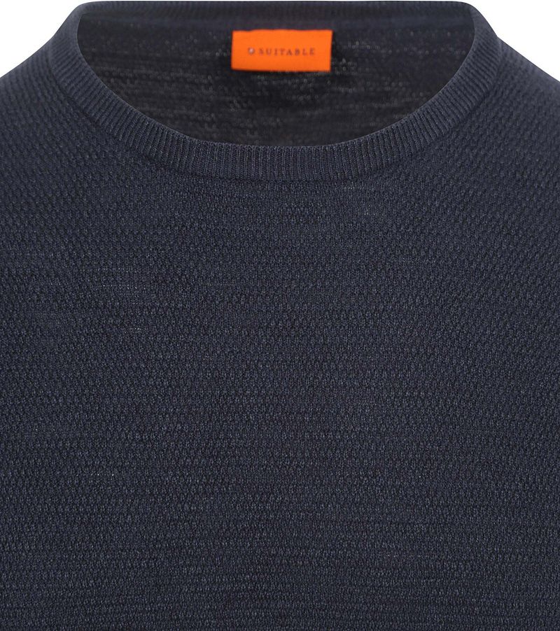 Suitable Trui Structure Slub Navy