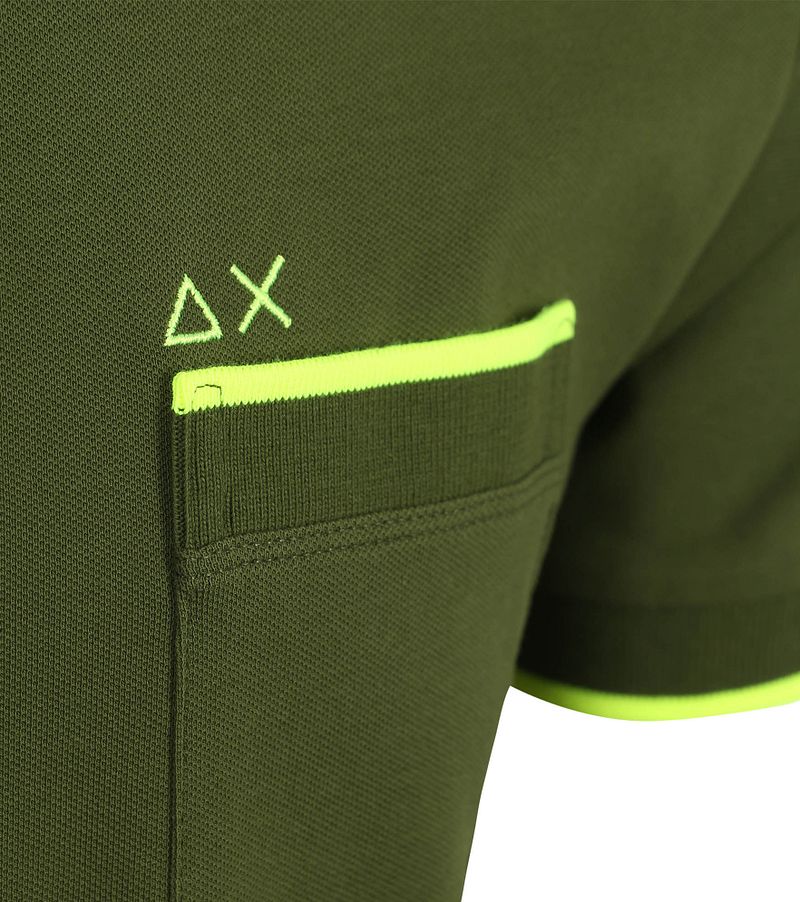 Sun68 Piqué T-Shirt Fluo Stripe Army Groen