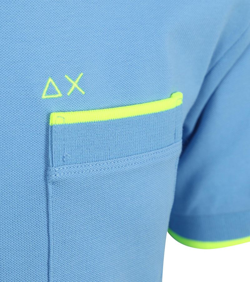 Sun68 Piqué T-Shirt Fluo Stripe Lichtblauw