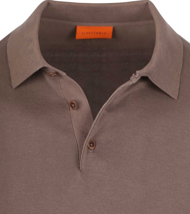Suitable Compact Cotton Poloshirt Taupe - Größe M günstig online kaufen