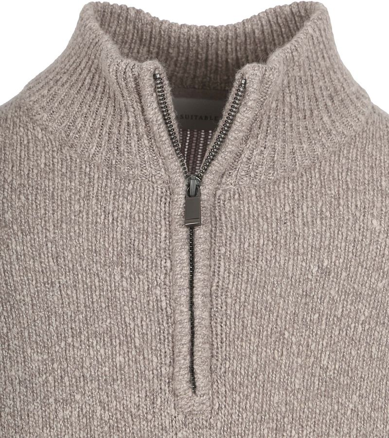 Suitable Half Zip Pullover Boiled Wool Taupe - Größe S günstig online kaufen